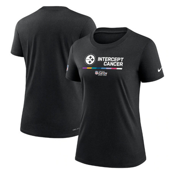 Women's Pittsburgh Steelers Black 2022 Crucial Catch Performance T-Shirt(Run Small)